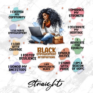 Black College Student Affirmations 20oz Skinny Tumbler Wrap Sublimation Design, Straight & Tapered Wrap PNG, Empowerment Instant Download image 2