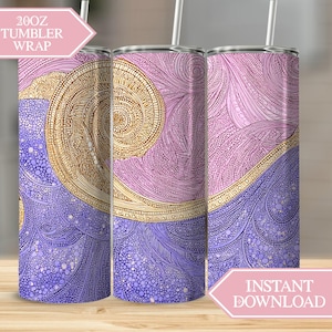 Abstract Waves Tumbler Digital, Artistic Tumbler Wrap, Colorful Art Tumbler, Unique Swirls Design, 20 oz Skinny Tumbler Wrap Sublimation