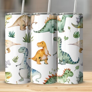 Dinosaur 20 oz Skinny Tumbler Wrap Sublimation Design, Cute Jurassic Graphics, Straight and Tapered Wrap, Tumbler Wrap, Tumbler Png, Instant