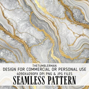 May include: Seamless pattern with a marble design. The background features a blend of gray and white tones, with gold veins running throughout. The text at the bottom reads "SEAMLESS PATTERN".