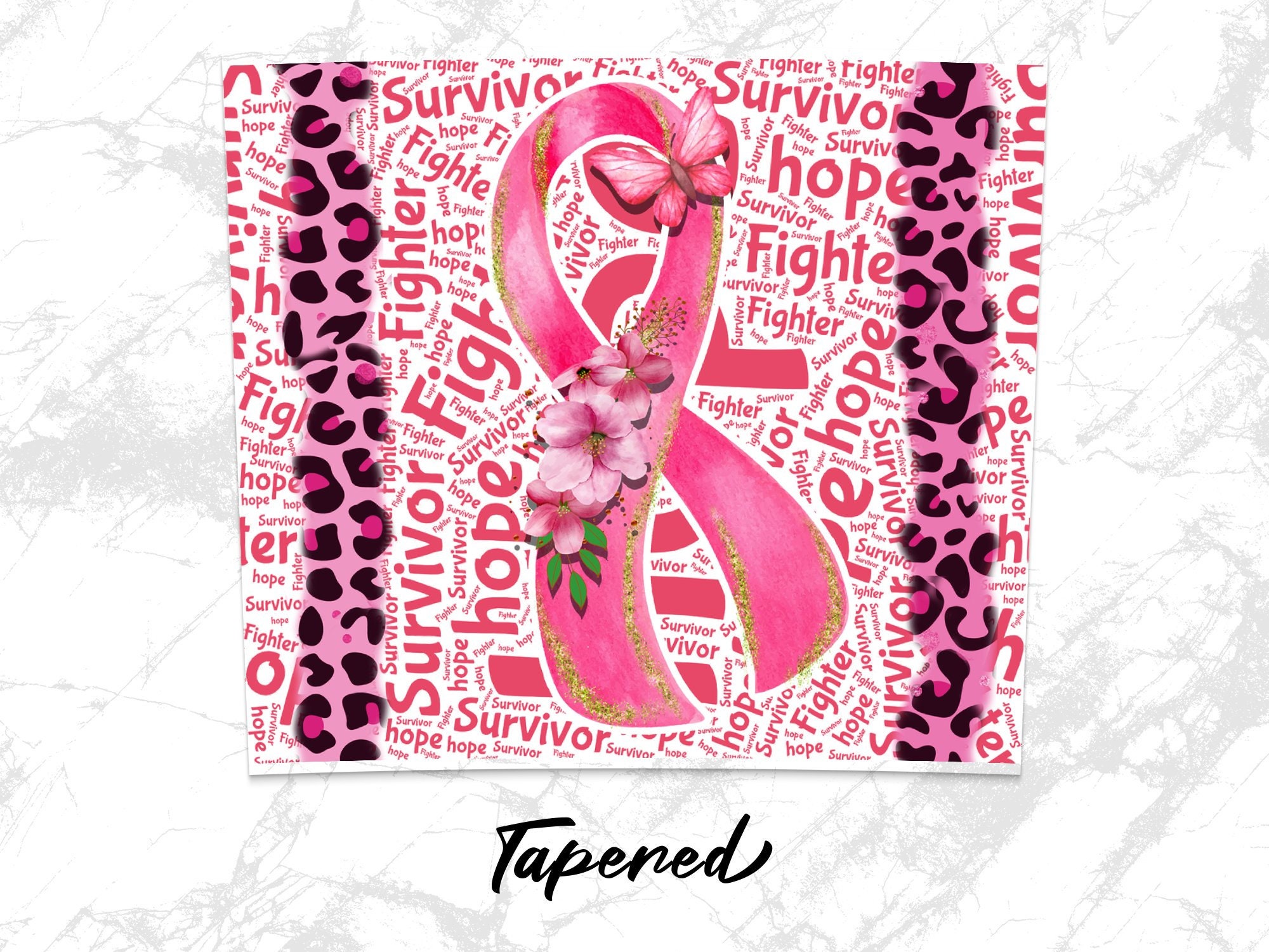 Leopard Breast Cancer Awareness Ribbon 20 Oz Skinny Tumbler Wrap ...