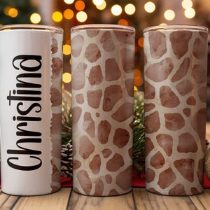 Giraffe Print Skinny Tumbler, 20oz Custom Tumbler, Safari Animal Pattern Tumbler, Unique Giraffe Skin Design Tumbler, Personalized Gift