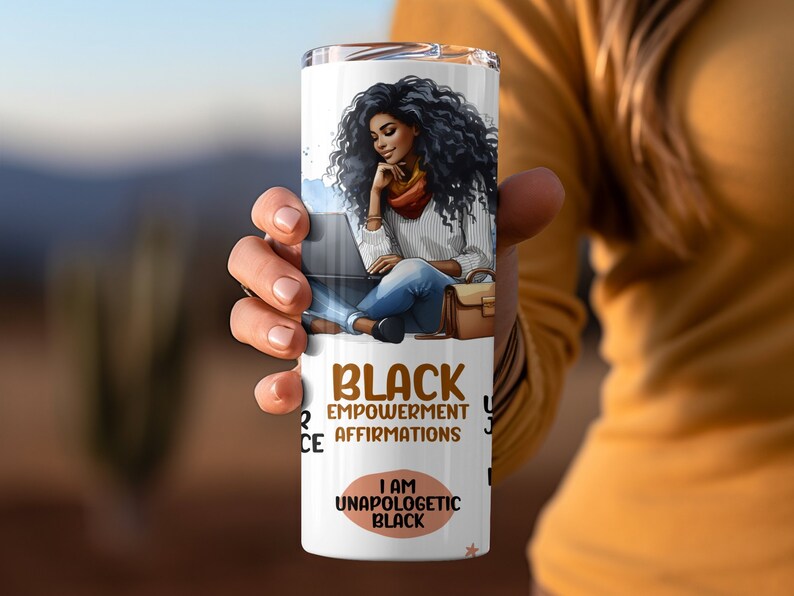 Black College Student Affirmations 20oz Skinny Tumbler Wrap Sublimation Design, Straight & Tapered Wrap PNG, Empowerment Instant Download image 4