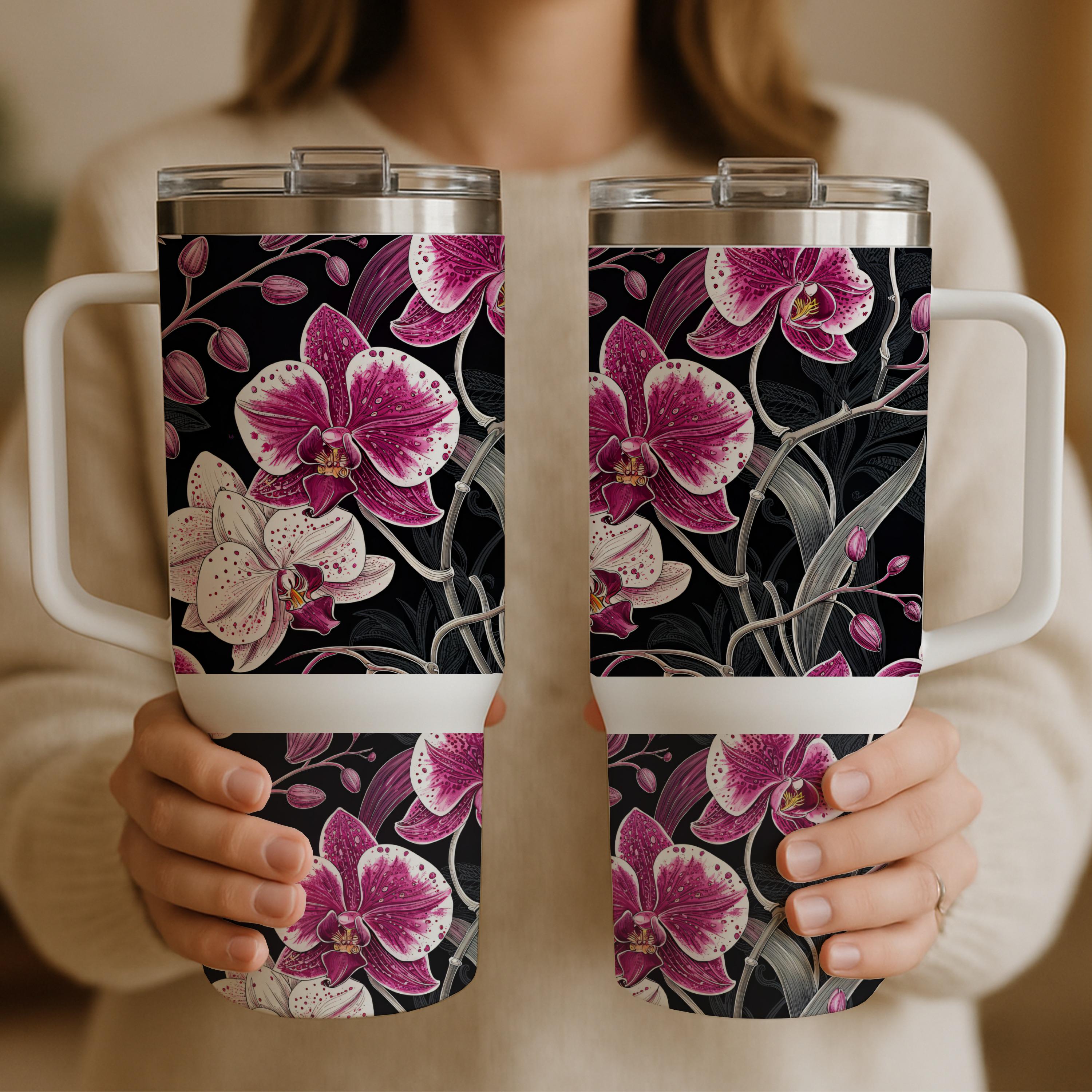 Discover Floral Tumbler Wrap, Orchid Sublimation, Tumbler Designs, 20oz 40oz Tumbler, Seamless , Distressed Tumbler