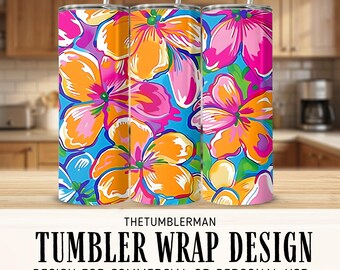 Floral Tumbler Wrap, 20oz Skinny Tumbler, Sublimation Design, Straight Tapered, Digital Download, Tumbler png, Flower Tumbler Design