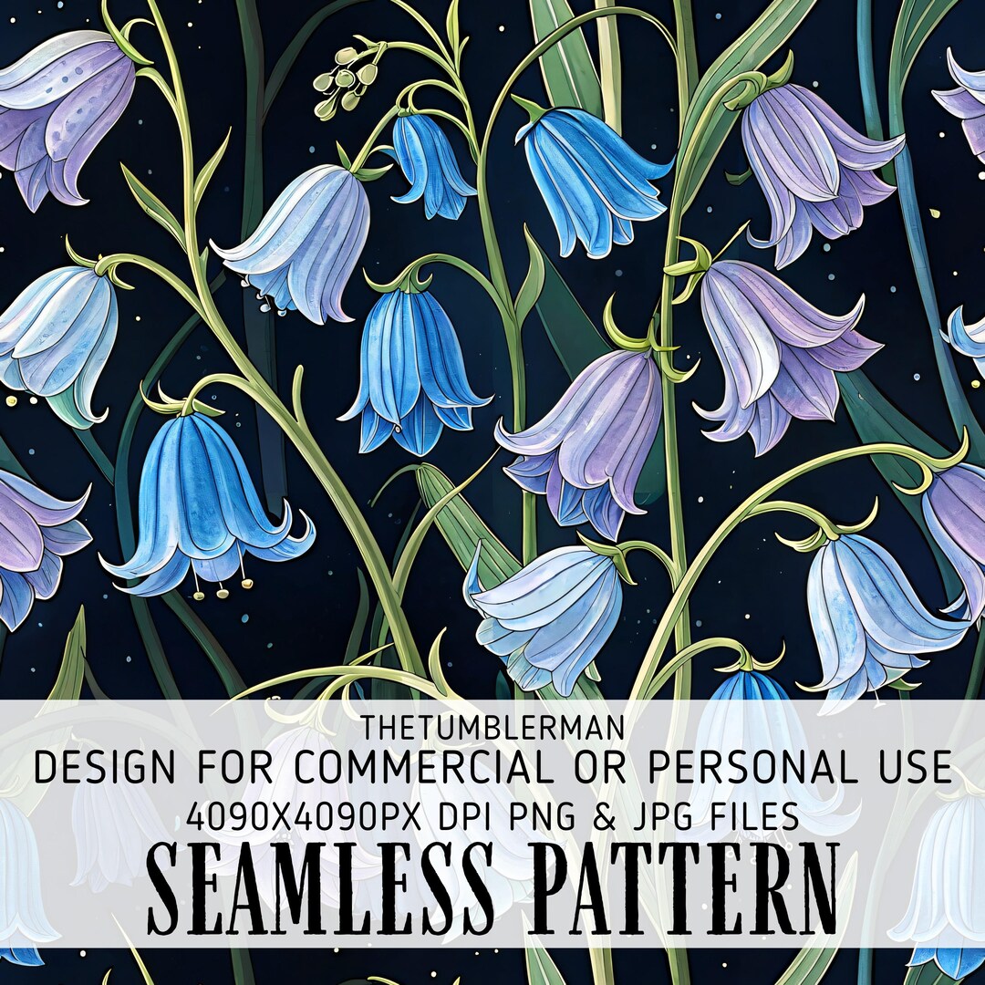 Bluebell Floral Seamless Pattern Digital Paper, Flower Pattern ...