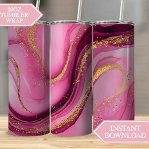 Pink Gold Ink Tumbler,Digital, Abstract Tumbler Wrap, Skinny Tumbler Design, 20 oz Skinny Tumbler Wrap Sublimation Design, Straight and