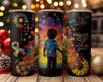 Autism Awareness Tumbler Wrap Sublimation Design (Digital Download)