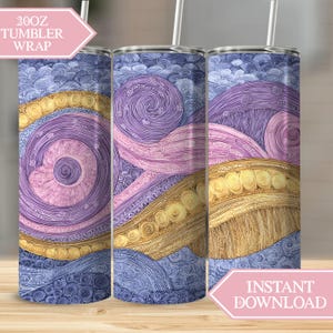 Waves Tumbler Design, Abstract Art Tumbler, Swirl Tumbler, Digital Download, 20 oz Skinny Tumbler Wrap Sublimation Design, Straight and