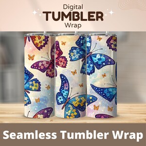 Butterfly Tumbler Sublimation Design: Floral 20 oz Skinny Tumbler (Digital Download)