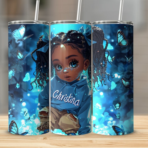 20 oz Skinny Tumbler Wrap Sublimation Design, Customizable Cute Animated Character, Straight and Tapered Wrap png, Instant Download