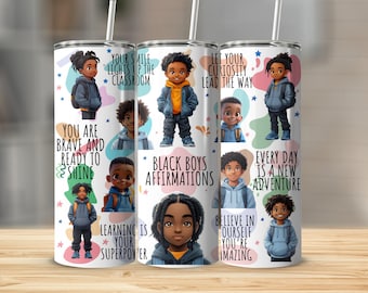 Envoltura para vaso de 20 oz "Afirmación de Black Boys": Diseño de sublimación (descarga digital)