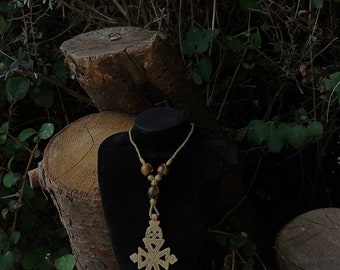 Colar de cruz etíope vintage, colar étnico, colar de cruz copta etíope, joias religiosas