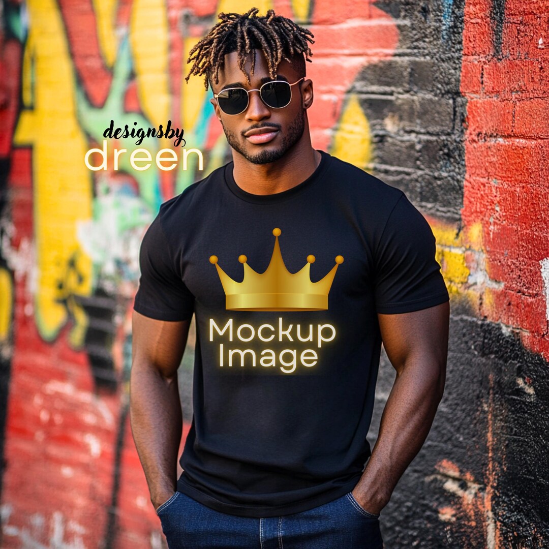 Black Tee Mockup: Juneteenth Model, Urban Streetwear (digital Download ...