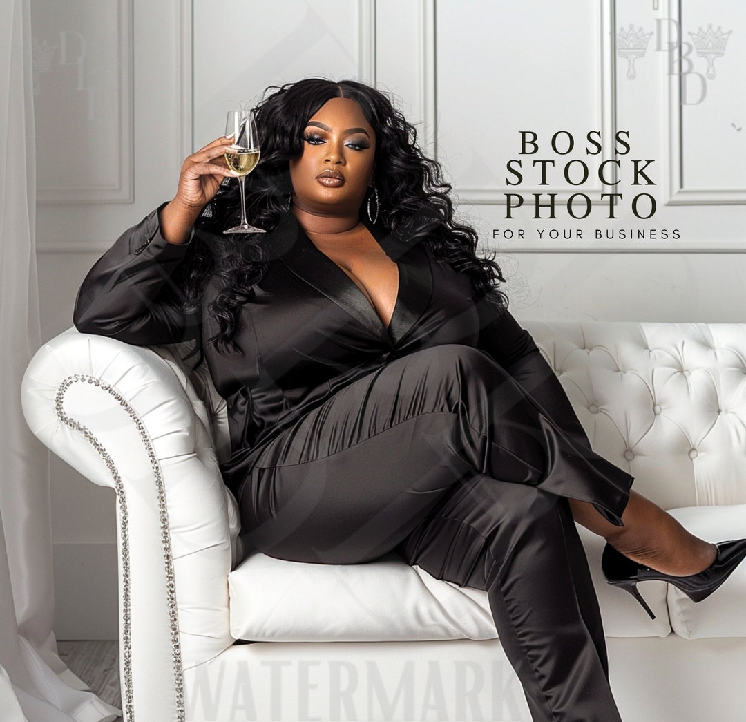 Mature Full Figure/plus/curvy/diverse Model, Home Office / Suit Stock