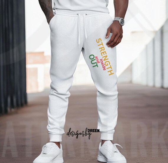 Mockup Black Man White Sweatpants W Drawstring Print on Demand Mockup Jogger Pants Mockup Sweatsuit Mockup PNG SVG Digital Mockup Etsy Canada