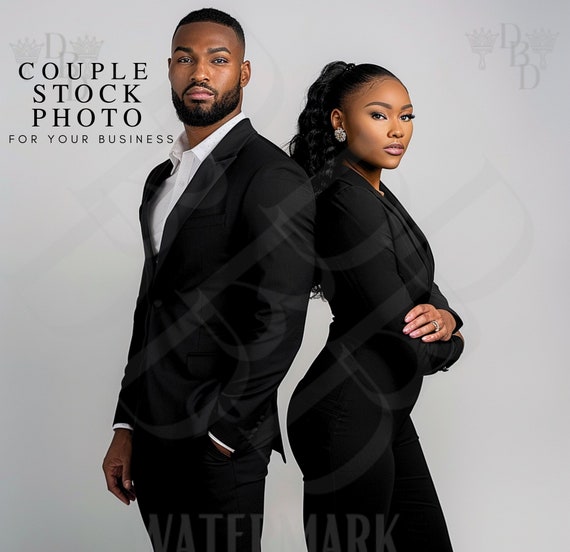 Luxe Black Couple Stock Photo: Branding & Advertising (digital Download)
