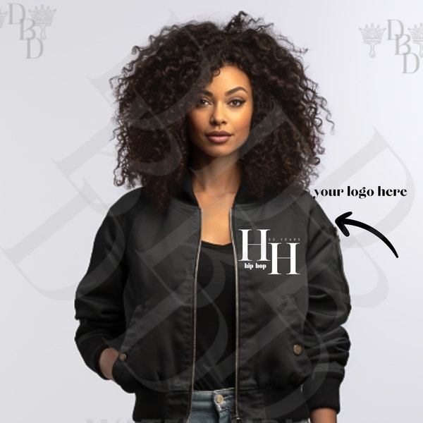 Black woman model mockup, Black cotton varsity mockup, Athletic mockup, Bomber Jacket mockup, Photoshoot