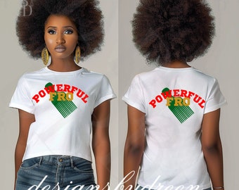 Maquette de t-shirt blanc : téléchargement numérique | Femme noire Afro|