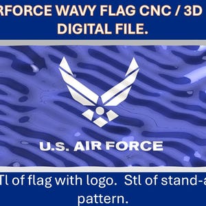 CNC- och 3D-utskrift STL digital fil - Vågig träflagga från det amerikanska flygvapnet