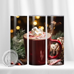 20oz Skinny Tumbler Wrap, Tumbler Sublimation, Hot Cocoa Tumbler Wrap, PNG, Holiday Tumbler Wrap