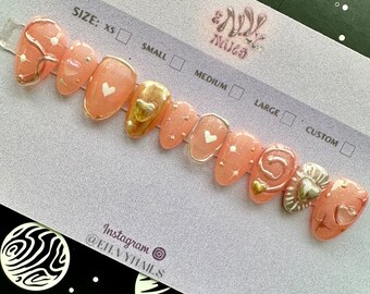 3D-pers op nagels | Valentijnsnagels | Kunstnagels | Lijm de nagels | Custom Press Ons | 3D-hartnagels | Druk op de nagels | y2k Nails