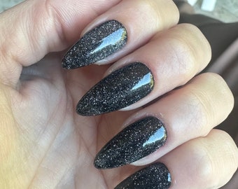 Black Nails | Diamond Shine Nails | Black Diamond Shine Nails | Press On Nails | Fake Nails | Press On | Luxury Press Ons