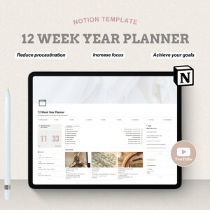 Notion Template 12 Week Year Planner Notion Planner 2024 Goals - Digital Planner/Digital Download