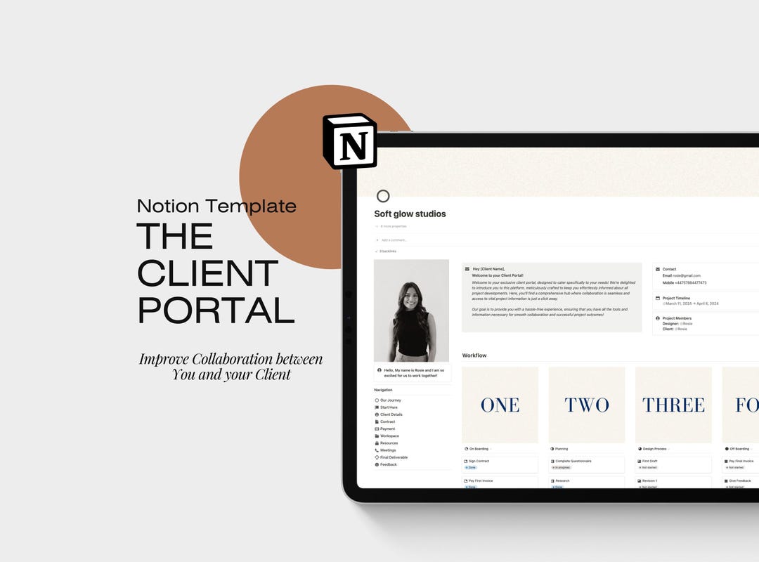 Notion Client Portal Template, Project Management Dashboard (digital ...