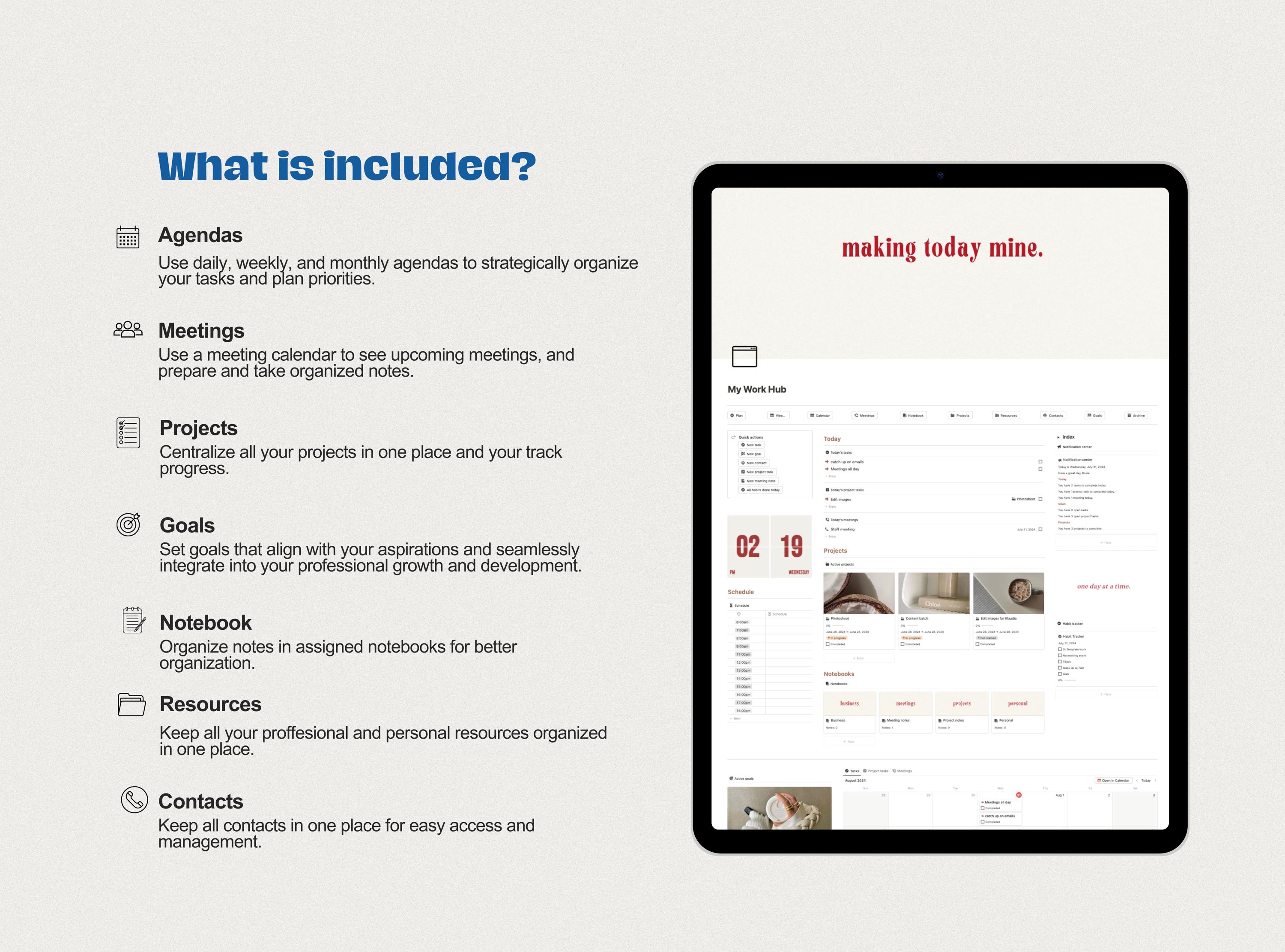 Notion Template Work Dashboard Business Notion Planner 2024 Goals ...
