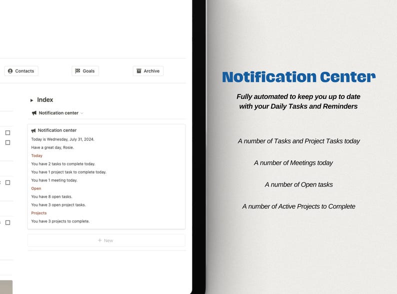 Notion Template Work Dashboard Business Notion Planner 2024 Goals ...