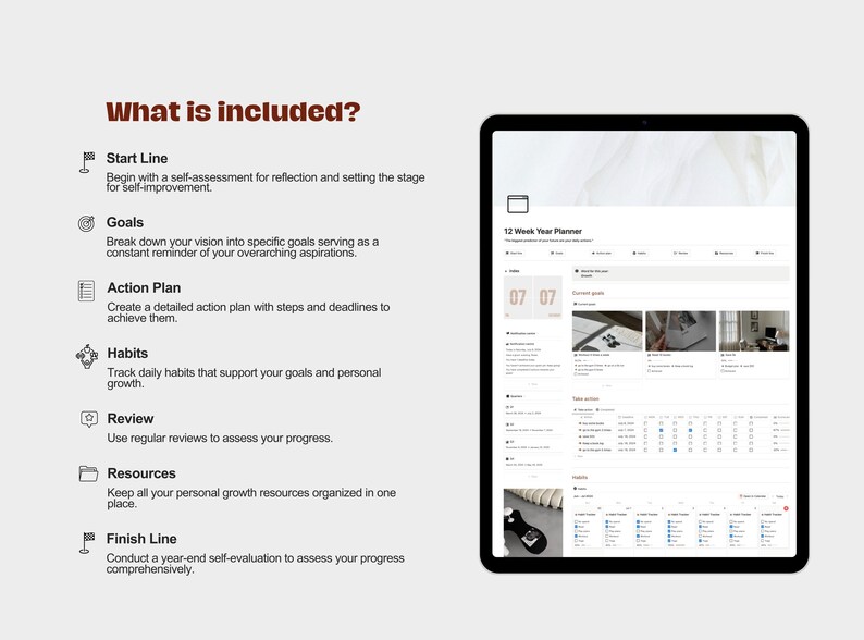 12 Week Year Notion Template Goals Planner Notion Planner 2025 ...
