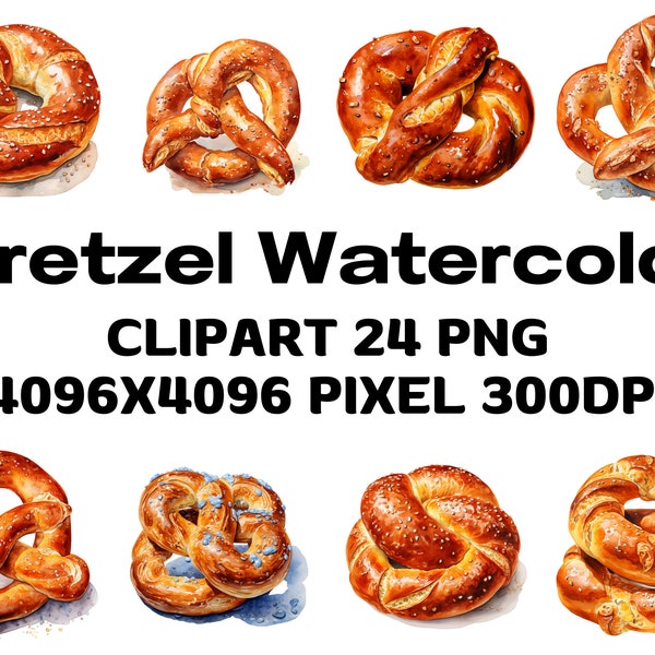 Pretzel Watercolor Clipart, Pretzels Clipart, Chocolate Pretzels, Watercolor Clipart, Digital Download, Commercial Use, Food Clipart