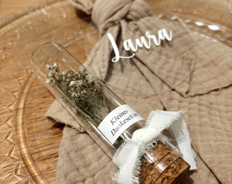 Wedding guest gift | with personal message | Cork jar with dried flowers | Dried flower jar | Wedding favors