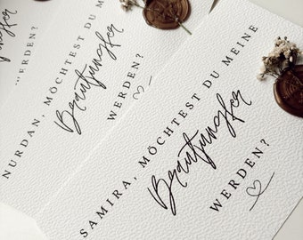 Question card for your bridesmaid or maid of honor including wax seal and baby's breath, gift for maid of honor, asking maid of honor, bride