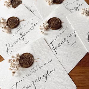 Question card for your maid of honor / bridesmaid with wax seal and dried gypsophila