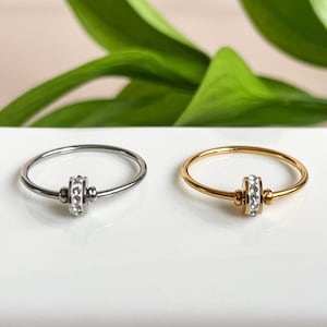 Spinning Fidget Ring, Rotatable Roller Ring, Rotating Wheel Ring, Spinner Ring, Anxiety Ring, Stackable Ring, Minimalist Ring, Gift for Her