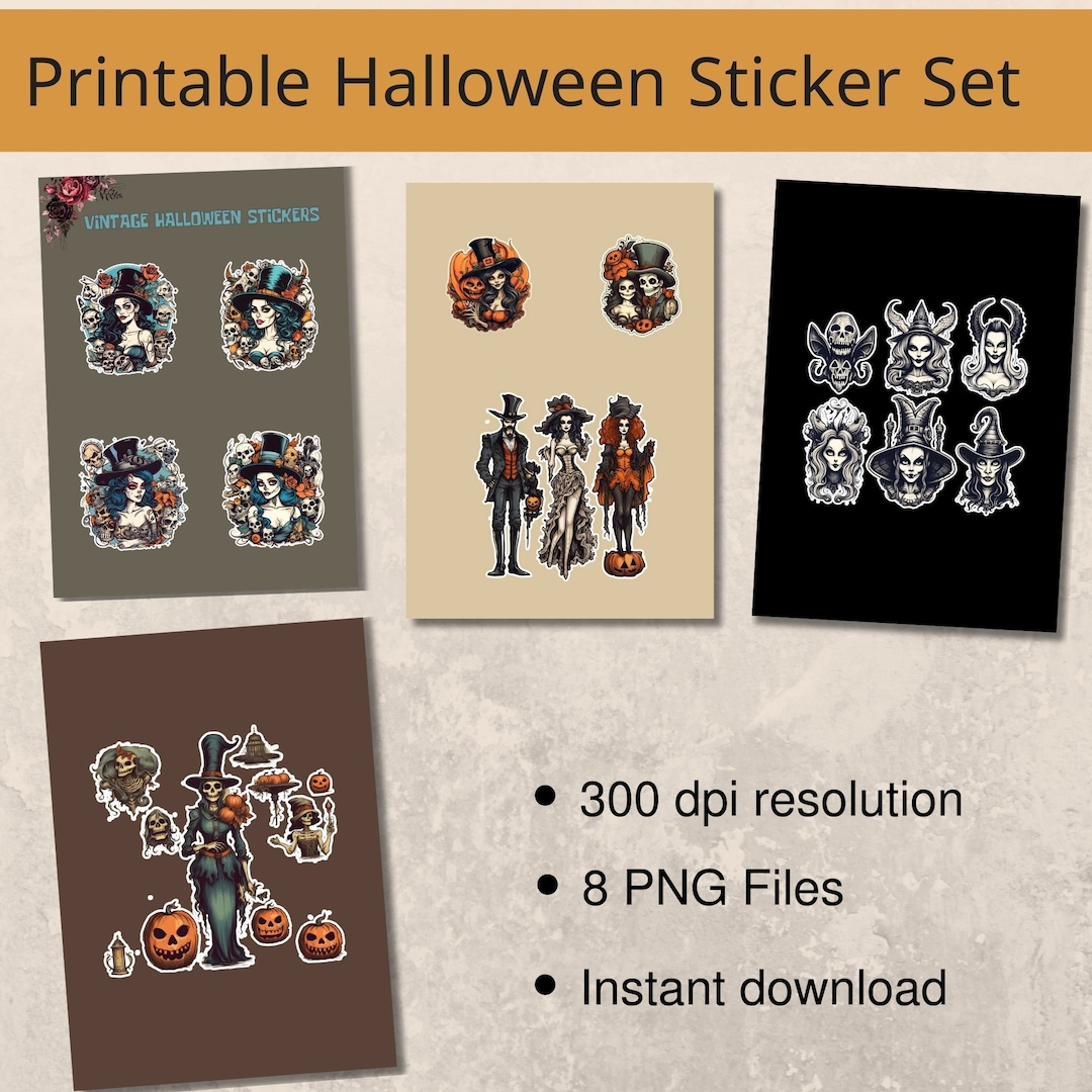 Vintage Halloween Sticker Set Halloween Sticker Bundle - Etsy