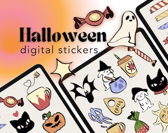 GoodNotes Halloween Stickers, Cute Fall Digital Sticker Sheet, Spooky Season Png, Seasonal Digital Kit