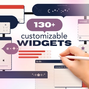 Widgets personalizables para Goodnotes, widgets esenciales para la planificación diaria, pegatinas digitales prerecortadas esenciales, pegatinas del planificador de iPad