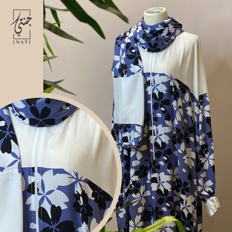 Floral Prayer Dress, Prayer Dress With Attached Hijab, Muslim Dress, Full Body Cover Abaya