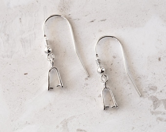 3620 Earrings Sterling Silver earring hooks 925 silver earwires with pendant bail Sterling silver ear hooks Fish hook earring wires 1 pair.