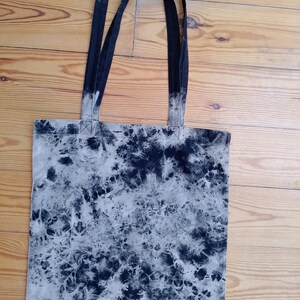 Handmade Unique Reverse Tie dye black tote shopping beach bag 100% Cotton