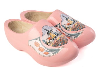 Pink tulip wooden clogs