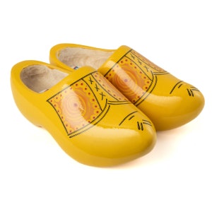 Traditional yellow wooden clogs