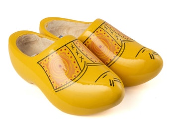 Traditional yellow wooden clogs