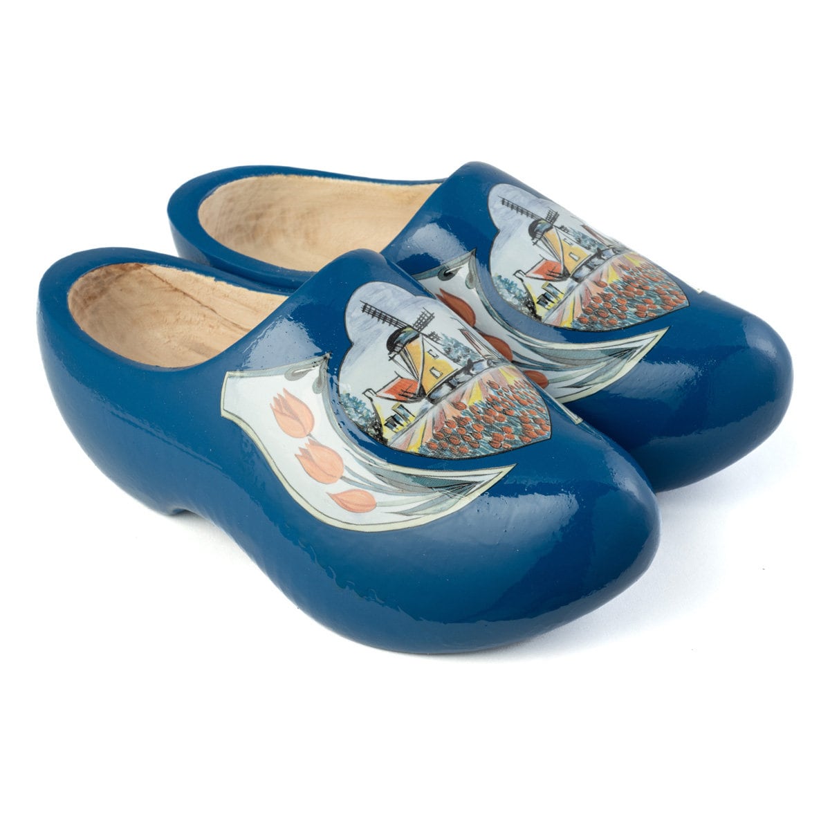Blue tulip wooden clogs, wooden shoes/clogs, dutch wooden shoes