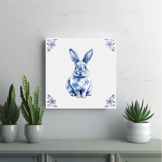 デルフトタイル うさぎ柄 デルフトタイル うさぎ柄 デルフトタイル うさぎ柄 兎のデルフトタイル