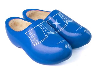 Traditional blue lacquered wooden clogs