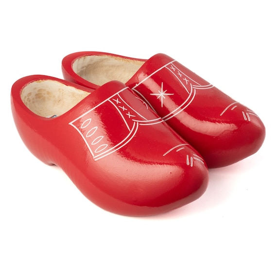 Red wooden clogs clearance